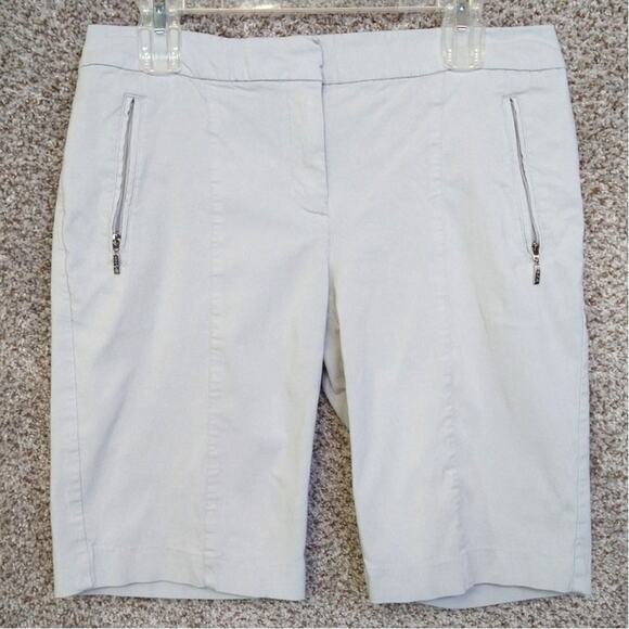 IZOD Bermuda Golf Shorts Women’s Size 8 Gray Stretch Preppy - Picture 1 of 11